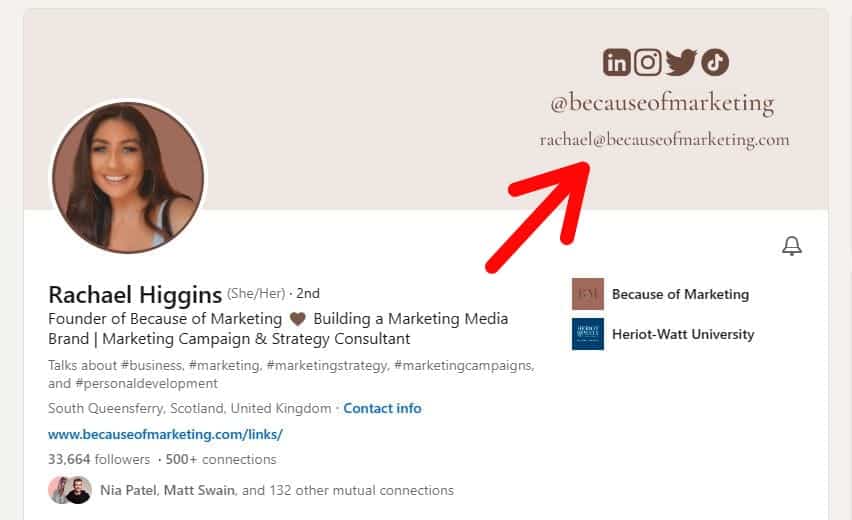 Email on someone's LinkedIn profile